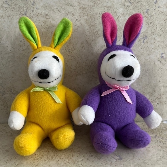Peanuts Snoopy Easter Bunny Plush Stuffed Toy Pair - Picture 1 of 6